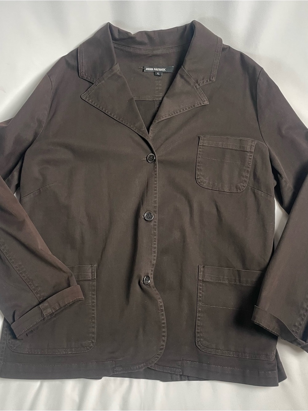 John Patrick Organic Cotton Dark Brown Chore Jacket Blazer – Size XL